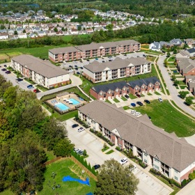 an aerial view of a town